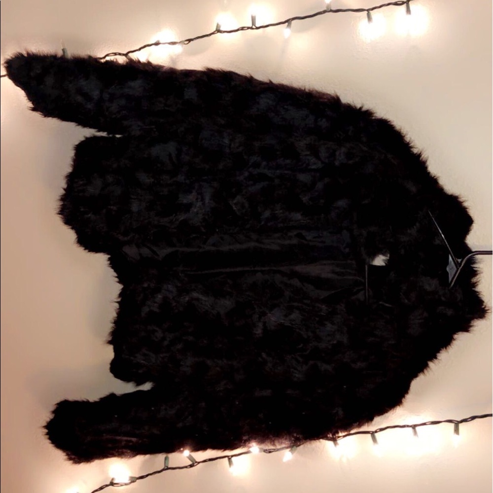 BLACK FAUX FUR COAT